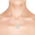 Brilliance Sterling Silver 1/10 Cttw Dia Pave Tilted Heart Everyday Pendant, 18" (J, I3), Female Teenagers and Adults