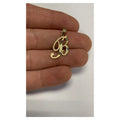 10K Solid Real Yellow Gold Personalized Cursive B Initial Pendant Necklace, Available in Different Letters Charm with Diamond Cut Gifts for Her