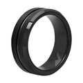 Men's Black Tungsten 8MM Grooved Comfort Fit Wedding Band by Brilliance Fine Jewelry - Mens Ring