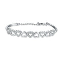 Amy and Annette 14K White Gold Hearts Bangle Adjustable Bracelet with crystals from Swarovski in 14K White Gold Plated