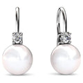 Cate & Chloe Cassie 18k White Gold Plated Pearl Drop Earrings with Swarovski Crystals for Women
