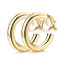 Bavsenic Gold Clip on Earrings 14K Gold Plated Chunky Hoop Clip Hoop Earrings for Women Non-Pierced