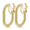 Bavsenic Gold Clip on Earrings 14K Gold Plated Chunky Hoop Clip Hoop Earrings for Women Non-Pierced