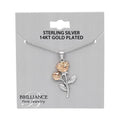 Brilliance Fine Jewelry Women's Rose Pendant in Two Tone Sterling Silver with 14KT Gold Plate