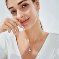 MomentWish 1 Carat Moissanite Necklace D Color VVS1 Round Cut Simulated Diamond Cross Pendant Necklace for Women 925 Sterling Silver