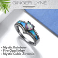 Black Engagement Ring for Women Mystic Topaz CZ Heart Promise Ring Gift for Her Ginger Lyne