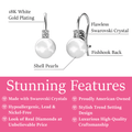 Cate & Chloe Cassie 18k White Gold Plated Pearl Drop Earrings with Swarovski Crystals for Women
