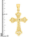 Golden Fire Solid 10k Gold Cross Pendant - Religious Jewelry Gifts for Women