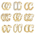 Bavsenic Gold Clip on Earrings 14K Gold Plated Chunky Hoop Clip Hoop Earrings for Women Non-Pierced