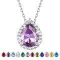 Bestyle Created Diamond Necklace June Alexandrite Teardrop Birthstone Pendant Necklace Women Sterling Silver CZ Necklace Jewelry Gift