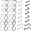 Briana Williams L Shape 316L Surgical Steel 18g Hypoallergenic Nose Rings Hoops, 8mm/10mm, 40pcs