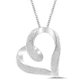 Brilliance Sterling Silver 1/10 Cttw Dia Pave Tilted Heart Everyday Pendant, 18" (J, I3), Female Teenagers and Adults