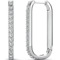 Cate & Chloe Nadia 18k White Gold Plated 24mm Hoop Earrings with Swarovski Crystals Gift for Women