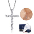 MomentWish 1 Carat Moissanite Necklace D Color VVS1 Round Cut Simulated Diamond Cross Pendant Necklace for Women 925 Sterling Silver