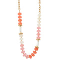Time and Tru Goldtone Beaded Necklace, Pink, Coral and Simulated Pearl, 1 Piece