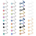 ZS 40Pcs/Set 20g Mix Color Cubic Zircon Nose Ring Piercing Round Crystal Nostril Piercing Nose Bone/L Shaped/Nose Screws Nose Stud Piercing