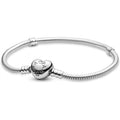 PAN-DORA Moments Heart Clasp Snake Chain Bracelet - Charm Bracelet - Compatible Moments Charms - Comes with Gift Box