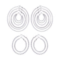 Time and Tru Women's Silver Tone Multi Texture 6 Hoop Set
