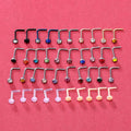 ZS 40Pcs/Set 20g Mix Color Cubic Zircon Nose Ring Piercing Round Crystal Nostril Piercing Nose Bone/L Shaped/Nose Screws Nose Stud Piercing
