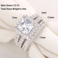 Wuziwen 4Ct Engagement Ring for Women Sterling Silver Cubic Zirconia Wedding Band Bridal Set Size 7