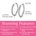 Cate & Chloe Bianca 18k White Gold Plated 25mm Hoop Earrings with Swarovski Crystals for Women