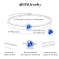 APSVO 18K White Gold Plated Love Heart Charm Bracelets for Women Teen Girls Kid Mom,CZ S925 Sterling Silver April Birthstone Bracelets with Crystal,Dainty Birthday Mother's Day Jewelry Gifts for Her