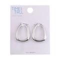 Time and Tru Adult Female Silver-Tone Rectangular Hoop Click-It Earring