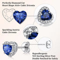 Bestyle Birthstone Stud Earrings for Women, 925 Sterling Silver Heart Diamond Studs Earrings Birthday/Christmas Gifts - September