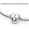 PAN-DORA Moments Heart Clasp Snake Chain Bracelet - Charm Bracelet - Compatible Moments Charms - Comes with Gift Box