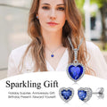 Bestyle Birthstone Stud Earrings for Women, 925 Sterling Silver Heart Diamond Studs Earrings Birthday/Christmas Gifts - September