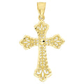 Golden Fire Solid 10k Gold Cross Pendant - Religious Jewelry Gifts for Women