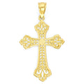 Golden Fire Solid 10k Gold Cross Pendant - Religious Jewelry Gifts for Women