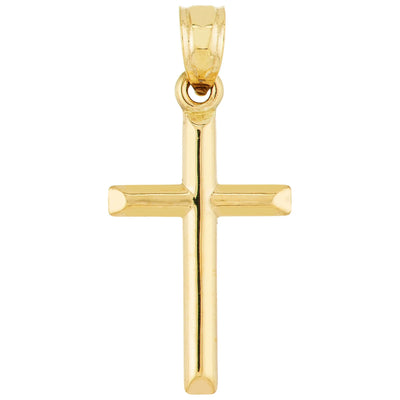 14K Yellow Gold Polished Basic Cross Pendant - Women