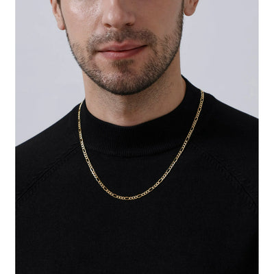 Jewelry Atelier Gold Chain Necklace Collection - 14K Solid Yellow Gold Filled Figaro Chain Necklaces for Women and Men with Different Sizes (2.8mm, 3.7mm, 4.7mm, 5.6mm)