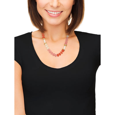Time and Tru Goldtone Beaded Necklace, Pink, Coral and Simulated Pearl, 1 Piece