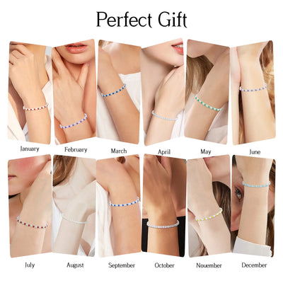 APSVO 18K White Gold Plated Tennis Bracelet with CZ Crystals 925 Sterling Silver Bracelets for Women Mom Wife April Birthstone Bracelet Birthday Mother's Day Jewelry Gifts for Her