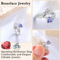 Beautlace Rose Heart Birthstone Ring,925 Sterling Silver Adjustable Open Heart Rings Jewelry Gifts for Women Mom -December