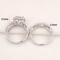 Wuziwen 4Ct Engagement Ring for Women Sterling Silver Cubic Zirconia Wedding Band Bridal Set Size 7
