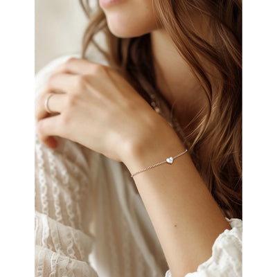 Silvora Initial C Bracelet Women Sterling Silver Letter Chic Silver Heart Bracelets