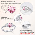 Bestyle Infinity Love Celtic Knot Rings Women Sterling Silver Heart Rings October Pink Tourmaline Gemstone Rings for Her Mom Daughter