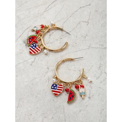Way to Celebrate Americana Charmy Hoop, Goldtone Metal, 1 Pair