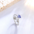 Beautlace Rose Heart Birthstone Ring,925 Sterling Silver Adjustable Open Heart Rings Jewelry Gifts for Women Mom -December