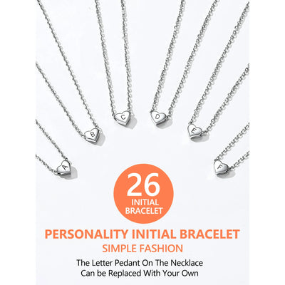 Silvora Initial C Bracelet Women Sterling Silver Letter Chic Silver Heart Bracelets