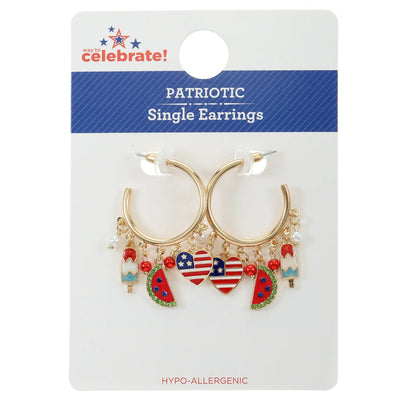 Way to Celebrate Americana Charmy Hoop, Goldtone Metal, 1 Pair