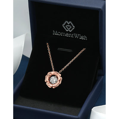 MomentWish 1Carat Moissanite Pendent for Women, 925 Sterling Silver Dance Necklace for Anniversary Mother's Day Valentines Gift