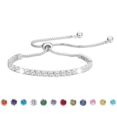 APSVO 18K White Gold Plated Tennis Bracelet with CZ Crystals 925 Sterling Silver Bracelets for Women Mom Wife April Birthstone Bracelet Birthday Mother's Day Jewelry Gifts for Her