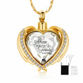 Cremation Jewelry Angel Wing Heart Urn Pendant Necklaces for Women Crystal Birthstone Urns for Human Ashes Memorial Locket Keepsake Ashes Jewelry