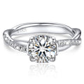 MomentWish Promise Ring for Women,1 Carat Moissanite Engagement Rings for Her S925 Sterling Silver, Simulated Diamond Twisted Vine Rings-Size 7