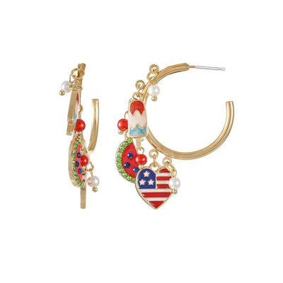 Way to Celebrate Americana Charmy Hoop, Goldtone Metal, 1 Pair