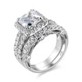 Wuziwen 4Ct Engagement Ring for Women Sterling Silver Cubic Zirconia Wedding Band Bridal Set Size 7